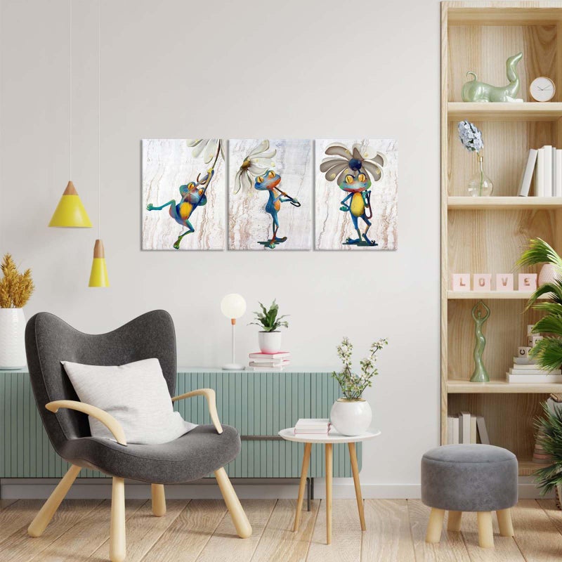 Zlove Happy Frog Colorful Wall Decor, Cute Animal Graffiti Wall Art - Abstract Frog Posters for Kids Room Bathroom Playroom, 12"x16", 3Pcs - Image 2